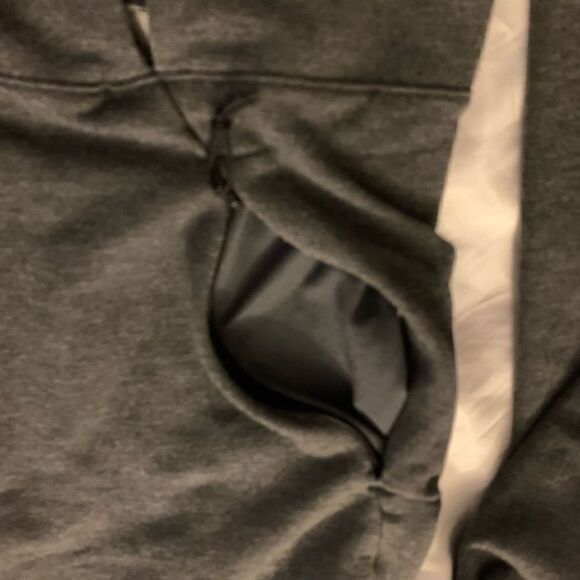 Adidas open back sweatshirt Sz XS slit hem zipper pocket - Picture 4 of 7